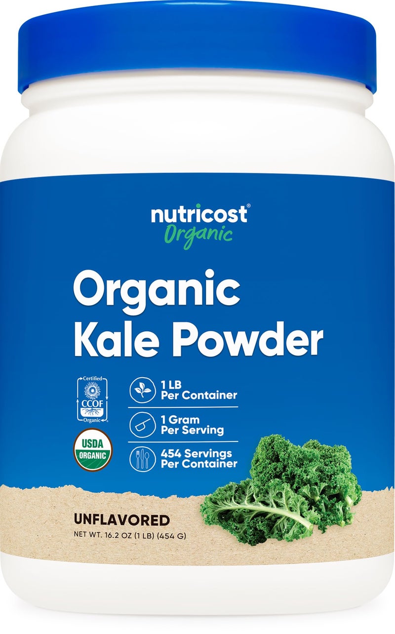 Nutricost Organic Kale Powder 1LB - All Natural, Non-GMO, Gluten Free, Certified USDA Organic Kale - Image 1